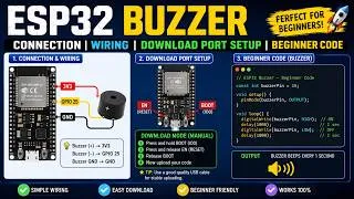 Thumbnail: ESP32 Buzzer Connection, Wiring & Port Setup | Beginner Arduino Code Tutorial