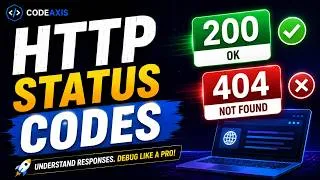 Thumbnail: HTTP Status Codes Explained in One Video | 200, 404, 500, 401, 403, 301 | REST API Tutorial