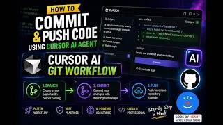 Thumbnail: How to Commit & Push Code Using Cursor AI Agent | Create Branch, Git Workflow & Rules Setup