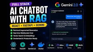 Thumbnail: Built an AI Chatbot Using React, FastAPI & Gemini (RAG System + Docker)
