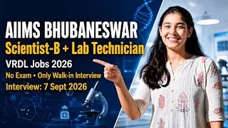 Thumbnail: AIIMS Bhubaneswar VRDL Jobs 2026 | Scientist-B + Lab Technician | Full Details