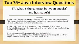 Thumbnail: Top 75+ Java Interview Questions - What Is the Contract Between equals() and hashCode()?