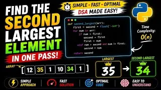 Thumbnail: Find the Second Largest Element in an Array | Python DSA Tutorial | O(N) Solution