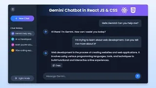Thumbnail: 🤖 Build A Gemini AI Chatbot in React JS & CSS | Google Gemini 2.0 Clone Project