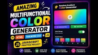Thumbnail: Random Gradient Color Generator App Using HTML, CSS & JavaScript | Auto Color Change + Save Colors