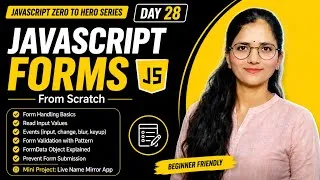 Thumbnail: JavaScript Forms Explained 🔥 | Form Validation, FormData, Events & Live Name Mirror |