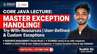 Thumbnail: Core Java Exception Handling | finally, try-with-resources, throw & User-Defined Exception