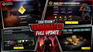 Thumbnail: 🔥 CODM Season 7: TERMINATED Explained | FREE CP Event, Battle Pass, BP Vault, Ground Force & More