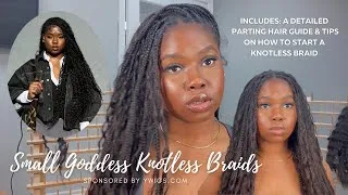 Thumbnail: DETAILED Tutorial | Small Goddess Knotless Braids | TOOLS, PARTING, ADDING HAIR
