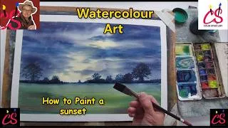Thumbnail: Colinsteedart. Watercolour, how to tutorial. How to paint a sunset using watercolour.