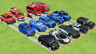 Thumbnail: TRANSPORTING POLICE CARS, AMBULANCE, FIRE TRUCK, COLORFUL CARS WITH TRUCK  -FARMING SIMULATOR 22!