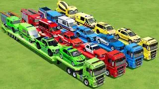Thumbnail: TRANSPORTING POLICE CARS, AMBULANCE, FIRE TRUCK, COLORFUL CARS WITH TRUCK  -FARMING SIMULATOR 22!