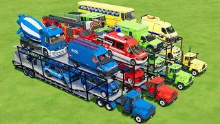 Thumbnail: TRANSPORTING POLICE CARS, AMBULANCE, FIRE TRUCK, COLORFUL CARS WITH TRUCK  -FARMING SIMULATOR 22!