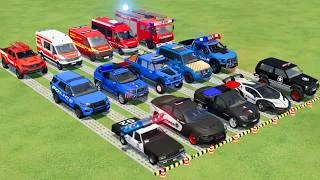 Thumbnail: TRANSPORTING POLICE CARS, AMBULANCE, FIRE TRUCK, COLORFUL CARS WITH TRUCK  -FARMING SIMULATOR 22!