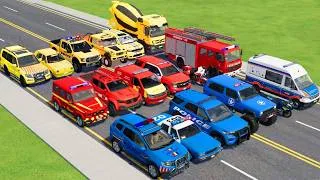 Thumbnail: TRANSPORTING POLICE CARS, AMBULANCE, FIRE TRUCK, COLORFUL CARS WITH TRUCK  -FARMING SIMULATOR 22!