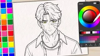 Thumbnail: KPop Demon Hunters Coloring Page - Jinu - Satisfying Coloring Process in Procreate