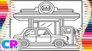 Thumbnail: Gas Station/The Car is Filling up with Petrol at the Station/Creative Coloring Book/Drawing Art