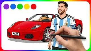 Thumbnail: Lionel Messi & Ferrari F430 Spider Coloring | Amazing Digital Art Process