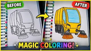 Thumbnail: WOW! 🚛 Road Sweeper Coloring Transformation | Before vs After Magic 🎨✨ #coloring #kids #drawing