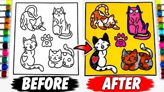 Thumbnail: 🐱 WOW! Cute Cat Coloring Transformation | Before vs After 🎨✨| ColorWithAyesha 🎨