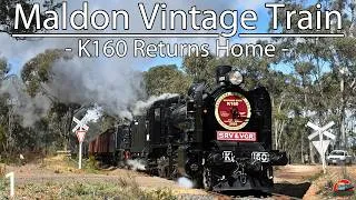 Thumbnail: K160 Returns Home - Double K's to Maldon | Steamrail - Maldon Vintage Train | K160, K183 & T364