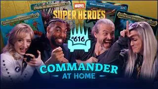 Thumbnail: HEROES CLASH! Amber Glenn and Leonard Williams play Marvel Superheroes! | Commander at Home #616