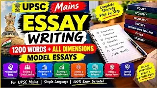 Thumbnail: UPSC Essay Writing COMPLETE one shot 🔥 | 1200 Words Essay + All Dimensions + Model Essays  