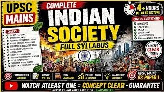 Thumbnail: ⚡UPSC Indian Society COMPLETE in One Shot 🔥 | GS Paper 1 | Full Syllabus Explained