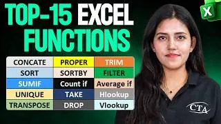 Thumbnail: Top 15 Excel Functions for Office Work with Practical Examples | MS Excel | Computer Tech Academy
