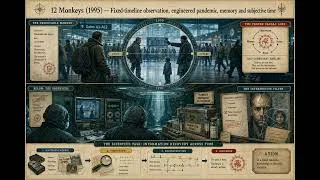 Thumbnail: 27. 12 Monkeys (1995) — Fixed-timeline observation, engineered pandemic, memory and subjective time