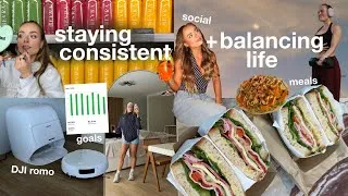 Thumbnail: staying consistent + balancing life: goals, social, healthy meals & movement! + DJI romo review