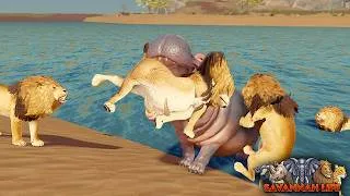 Thumbnail: Lion Pride Picks the Wrong Hippo to Mess With! | ROBLOX Savannah Life