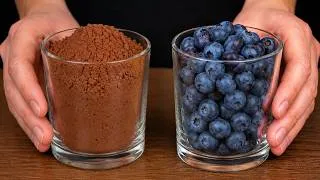 Thumbnail: Mische Blaubeeren mit Kakao! Das leckerste Schoko-Dessert! KEIN MEHL! 🍫