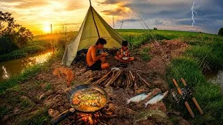 Thumbnail: Camping with my son by the lake | Dark clouds and lightning 