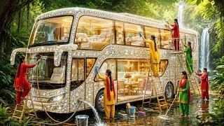 Thumbnail: 5 Village Girls Find  Diamond Double Decker Bus💎✨ Sisters Rebuilt Diamond Bus 🚌 Village Sisters ❤️💖✨