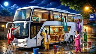 Thumbnail: 5 Village Girls Found a Giant Double-Decker Bus Underwater 😱 Sisters Bus Renovation✨🥺 Bus Rebuilt 😍