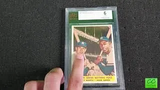 Thumbnail: 1958 Topps Mickey Mantle / Hank Aaron - World Series Batting Foes Baseball Card