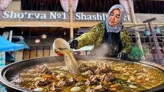 Thumbnail: COOKING 1,000 LTRS OF MEATY SOUP! Giant Lamb Kebabs & Street Food in Tashkent Old City!
