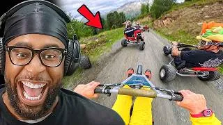 Thumbnail: REAL LIFE MARIO KARTS! FULL SPEED DOWN STEEP MOUNTAIN - PURE CARNAGE!