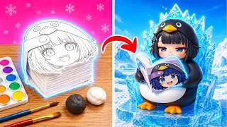 Thumbnail: DIY Mini Paper Book for GuguGaga Penguin! *Adorable Miniature Crafts & Cool Gadgets*