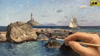 Thumbnail: Sailing into Serenity: Painting a Hyper-Realistic Seascape in Oils (ASMR Timelapse)
