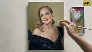 Thumbnail: Hyper-Realistic Adele Oil Painting Timelapse | From Sketch to Iconic Portrait #cooyaart #painting