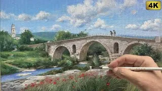 Thumbnail: Hyper-Realistic Oil Painting Tutorial: Bridge to Provence Landscape | Step-by-Step Art #cooyaart
