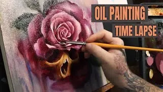 Thumbnail: OIL PAINTING TIME LAPSE - Skull & Rose ----- Corey Lewis Tattoos & Art