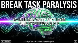 Thumbnail: BREAK TASK PARALYSIS • 12-15 Hz SMR Sweep Soft Layer | ADHD Hyperfocus State [4K 2H] ADHD Relief