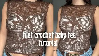 Thumbnail: Floral Filet Crochet Baby Tee Tutorial