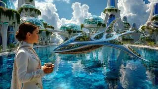 Thumbnail: Futuristic Aqua Sky City 2300 | 1 Hour Sci-Fi Ambient Music for Sleep, Relaxation & Focus | 4K