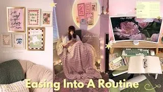 Thumbnail: Easing Into A Routine 🌿📝┃soft productivity, hobby room decorating & refreshing my habits