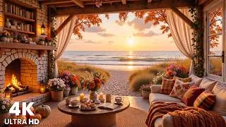 Thumbnail: Peaceful Fall Sunset Beach Ambience 🍁 Fall Piano Music, Cozy Fireplace & Soft Wave Sounds for Calm