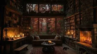 Thumbnail: Cozy Fall Library Ambience 🍁 Crackling Fireplace & Relaxing Music